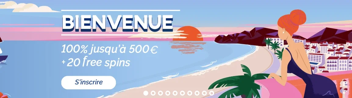 Bienvenue 100% jusqu'à 500€ Azur Casino